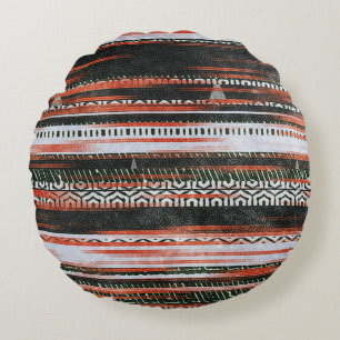 Ethnic tribal stripes: rug design. round cushion