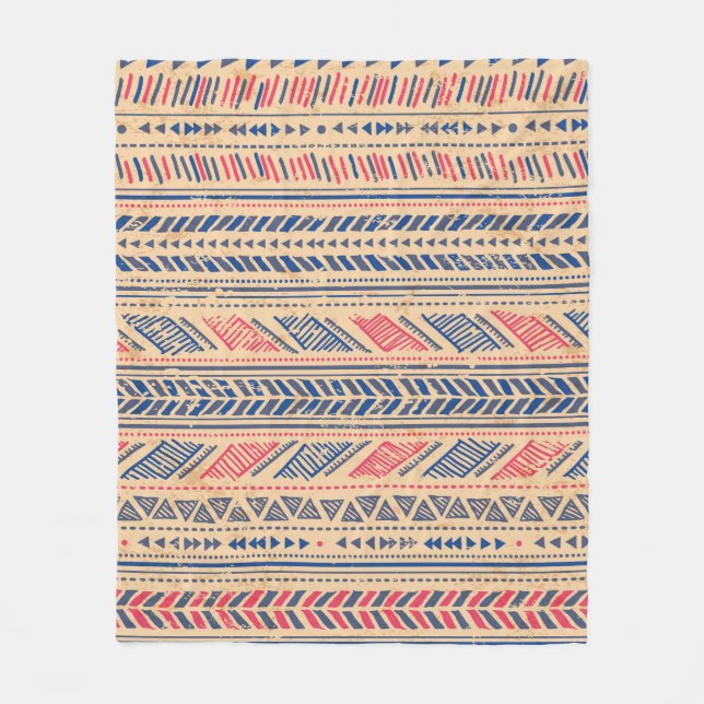 Ethnic tribal vintage seamless pattern fleece blanket (Front)