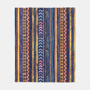 Ethnic Tribal Watercolor Dark Pattern Fleece Blanket