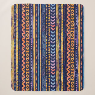 Ethnic Tribal Watercolor Dark Pattern Sherpa Blanket