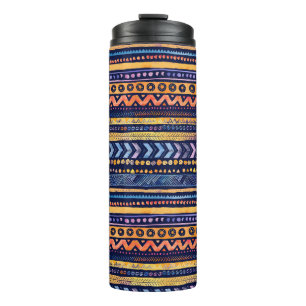 Ethnic Tribal Watercolor Dark Pattern Thermal Tumbler