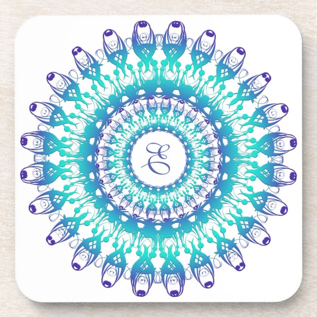 Ethnic Turquoise Mandala Coaster (Front)