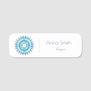 Ethnic Turquoise Mandala Name Tag