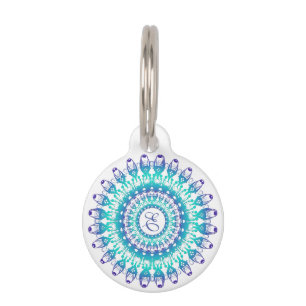 ethnic turquoise Mandala Pet Tag