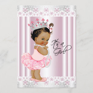 Ethnic Tutu Ballerina Pearl and Lace Baby Shower Invitation