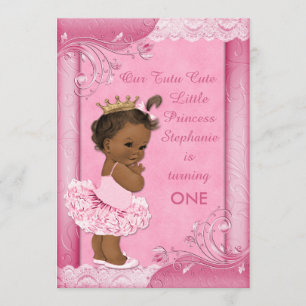 Ethnic Tutu Cute Baby 1st Birthday Faux Lace Invitation