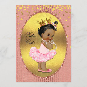 Ethnic Tutu Cute Faux Gold Foil Glitter Confetti Invitation