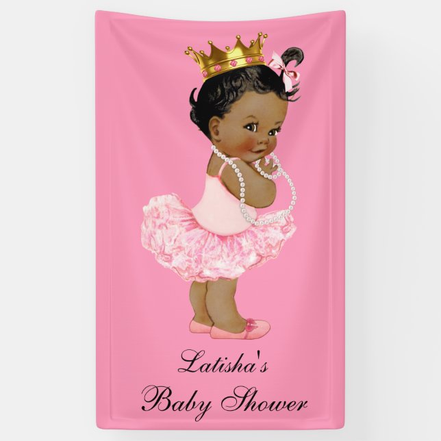 Ethnic Tutu Cute Princess Baby Shower Banner (Vertical)
