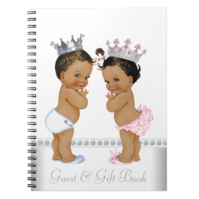 Ethnic Twin Prince and Princess Baby Shower Book (Front)