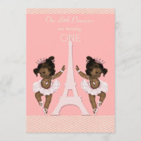 Ethnic Twins Ballerinas Eiffel Tower 1st Birthday