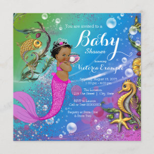 Ethnic Under the Sea Mermaid Baby Shower Invitation