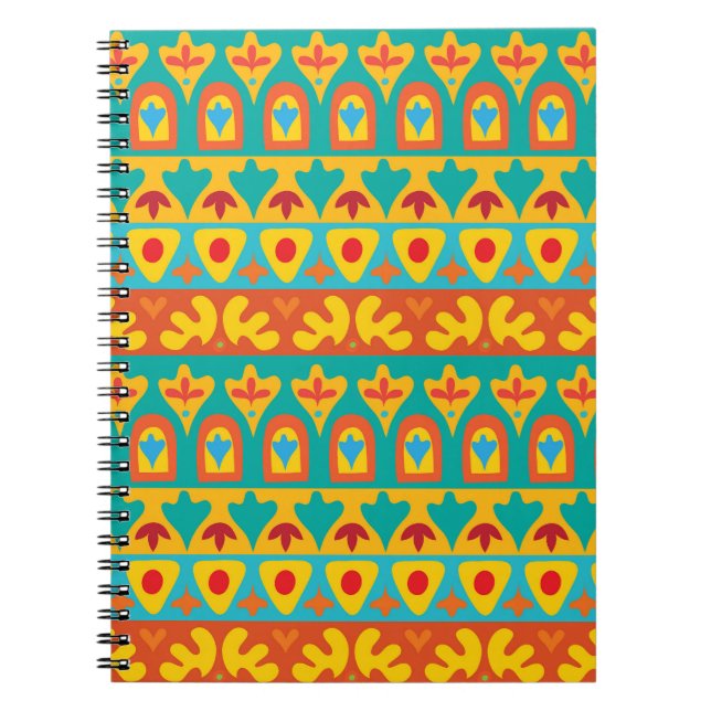 Ethnic Vintage Garden Seamless Background Notebook (Front)