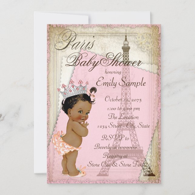 Ethnic Vintage Paris Baby Shower Invitation (Front)
