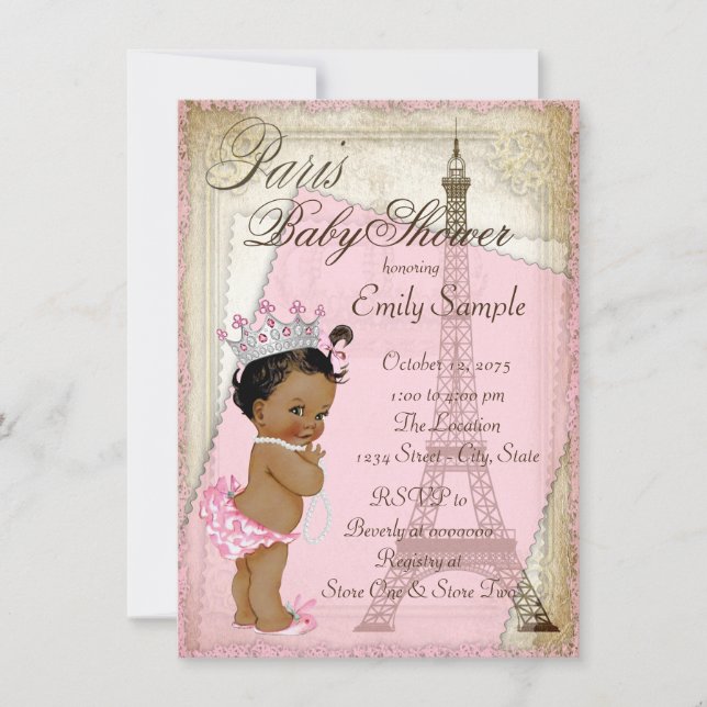 Ethnic Vintage Paris Baby Shower Invitation (Front)