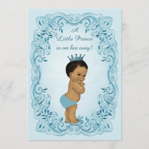 Ethnic Vintage Prince Blue Baby Shower Invitation