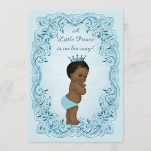 Ethnic Vintage Prince Blue Baby Shower Invitation