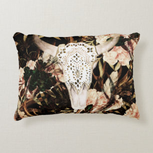 Ethnic watercolor: retro floral background. decorative cushion