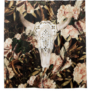 Ethnic watercolor: retro floral background. shower curtain