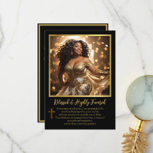 Ethnic Woman Blessed and Highly Favored Spiritual  Thank You Card