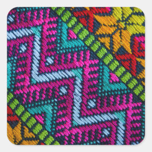 Ethnic Woven Threads Square Sticker