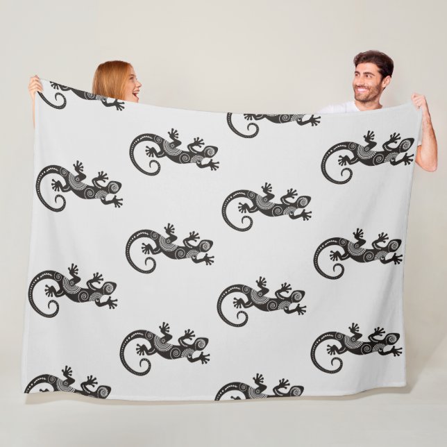Ethno Gecko With Spirals And Dots 1 Fleece Blanket (In Situ)
