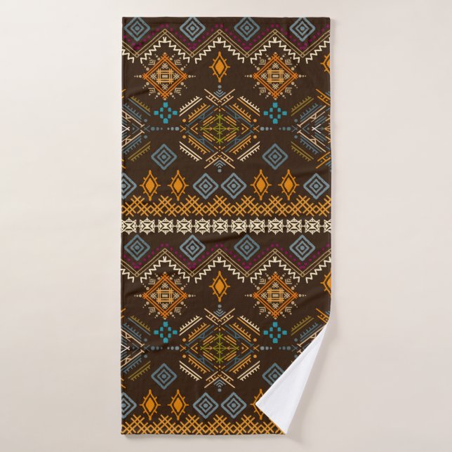 Ethno seamless pattern. Ethnic boho ornament. Trib Bath Towel (Bath Towel)
