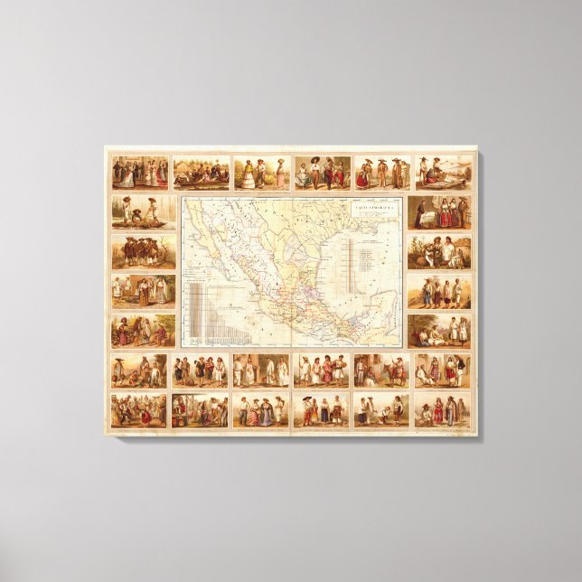 Ethnographic Chart of Mexico Canvas Print (Front)