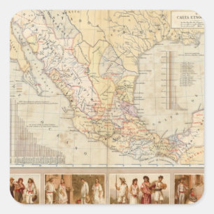 Ethnographic Chart of Mexico Square Sticker