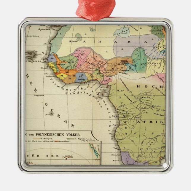 Ethnographic Map of Africa Metal Tree Decoration (Front)