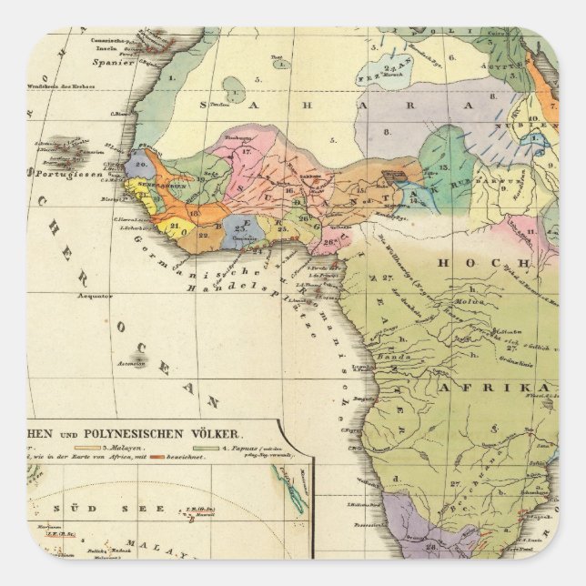 Ethnographic Map of Africa Square Sticker (Front)
