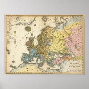 ethnographic map of Europe Poster