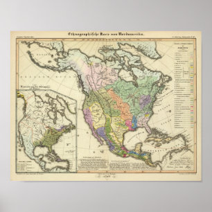 Ethnographic Map of North America Poster