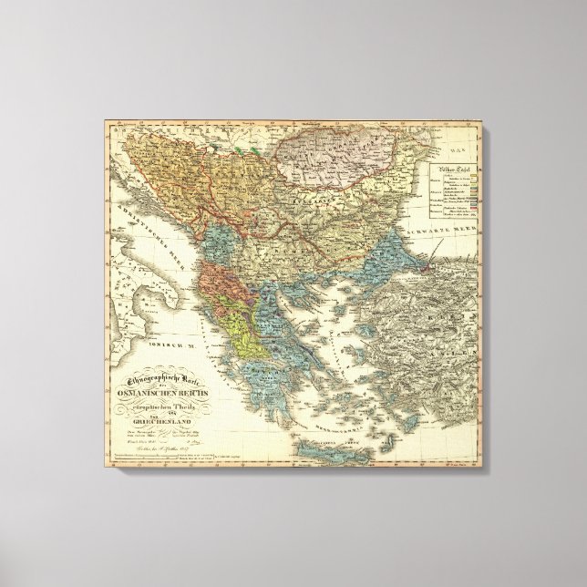 Ethnographic Map of Ottoman Empire Canvas Print (Front)