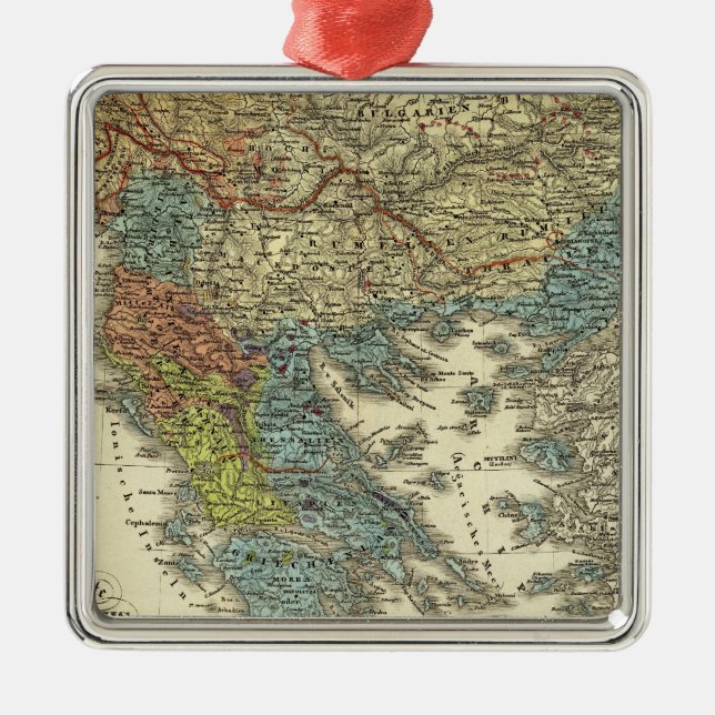 Ethnographic Map of Ottoman Empire Metal Tree Decoration (Front)