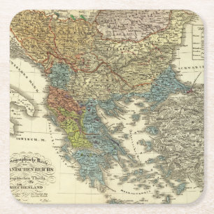 Ethnographic Map of Ottoman Empire Square Paper Coaster