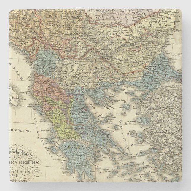 Ethnographic Map of Ottoman Empire Stone Coaster (Front)