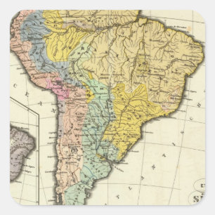 Ethnographic Map of South America Square Sticker