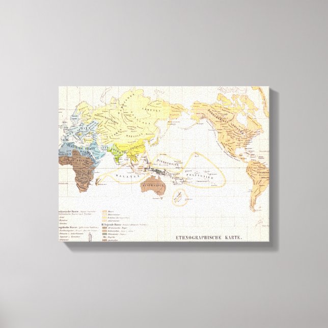 Ethnographic Map of the World Canvas Print (Front)
