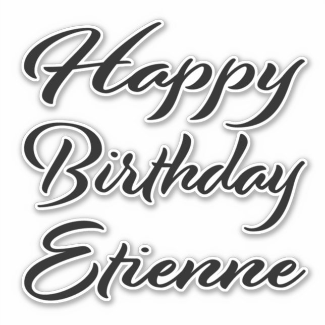 Etienne name first name black Sticker birthday (Front)