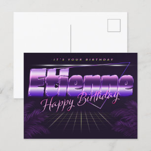 Etienne Name Vorname lila Postkarte Geburtstag Postcard