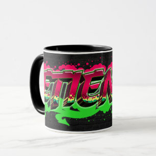 Etienne Vorname Name Graffiti red green Tasse Mug
