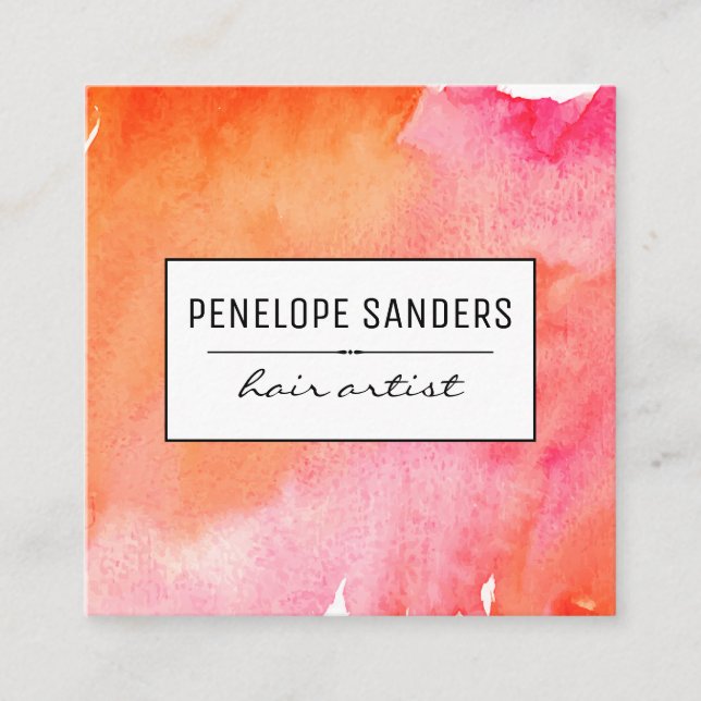 Etiqueta / Water Colour Expressive Square Business Card (Front)