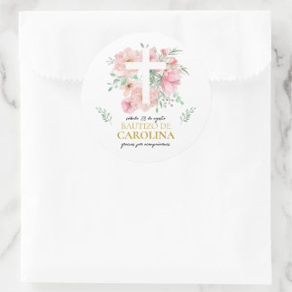 Etiquetas de agradecimiento para bautizo  classic round sticker