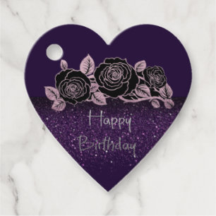 Etiquetas para recuerdos de rosas con purpurina favour tags