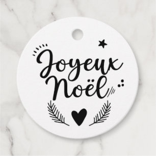 Etiquette emballage - Joyeux Noël - N&B Favour Tags