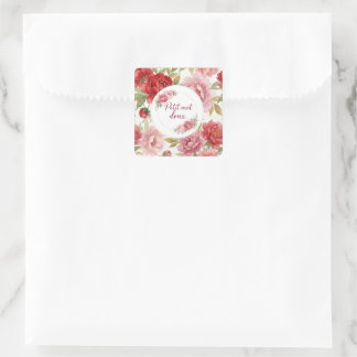 Étiquettes autocollantes florales Petit mot doux Square Sticker