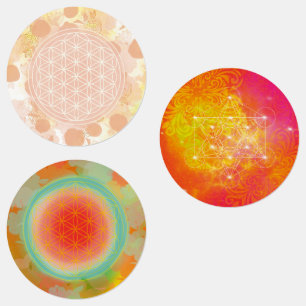 Étiquettes fleur de vie, géométrique sacrée, mand