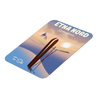 Etna Nord Linguaglossa Ski poster Magnet