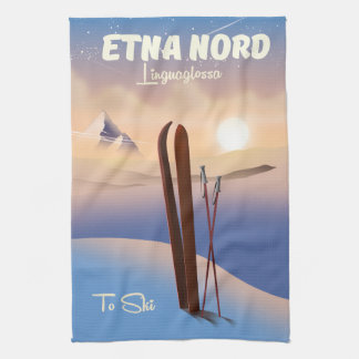 Etna Nord Linguaglossa Ski poster Tea Towel