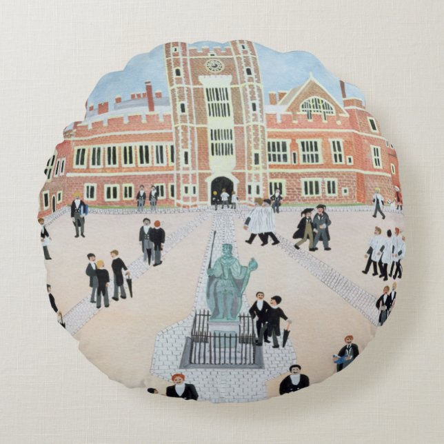 Eton College School Yard 1991 Round Cushion (Front)